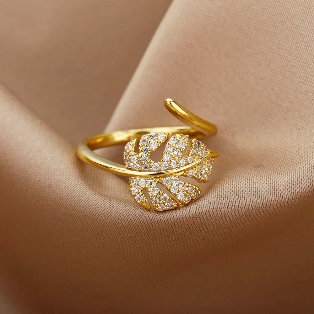 18K Gold-plated Full Diamond Open Ring