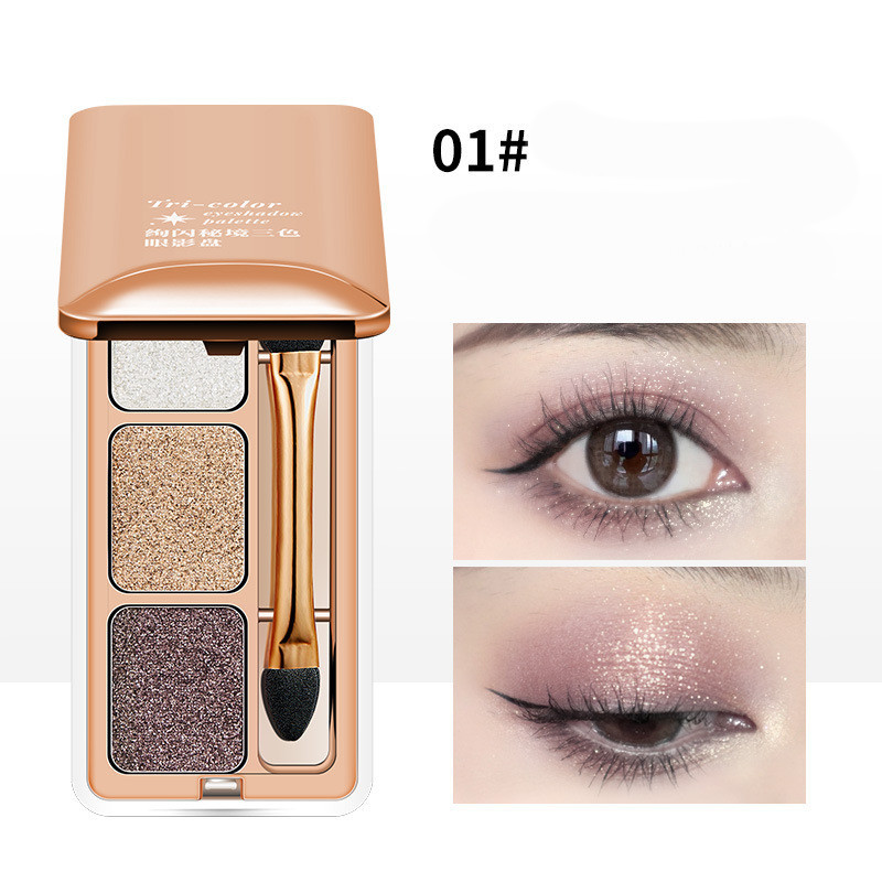 Three Color Eye Shadow Plate With Pearly Light - Image 5