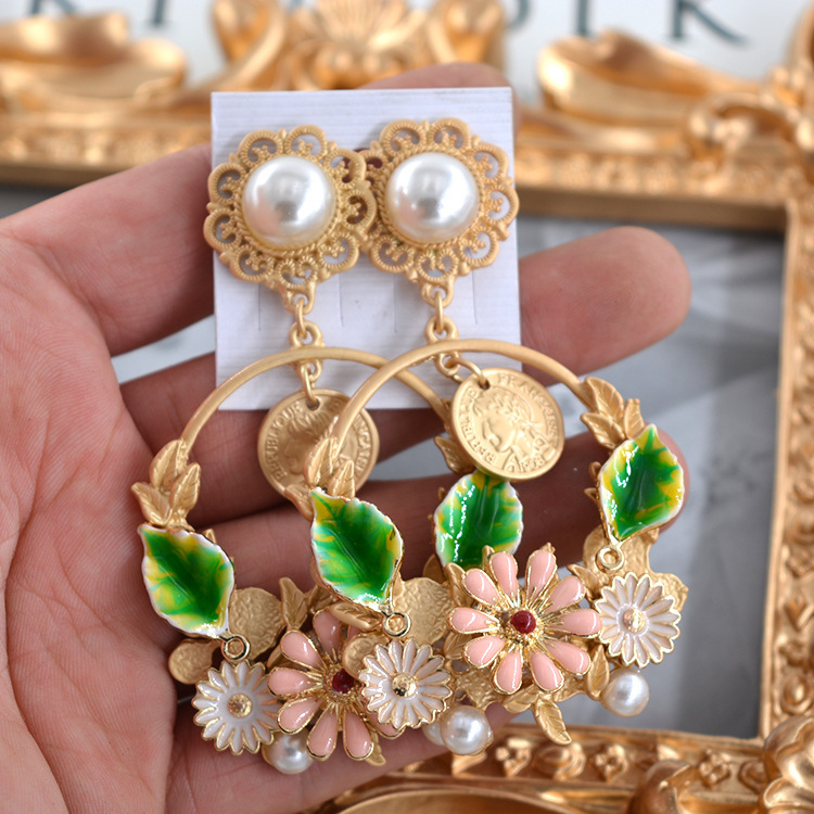 Metal Pearl Earrings - Image 3