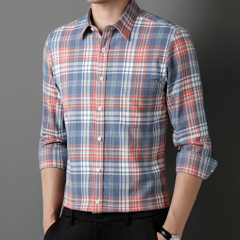 Casual Cotton Brushed Plaid Shirt