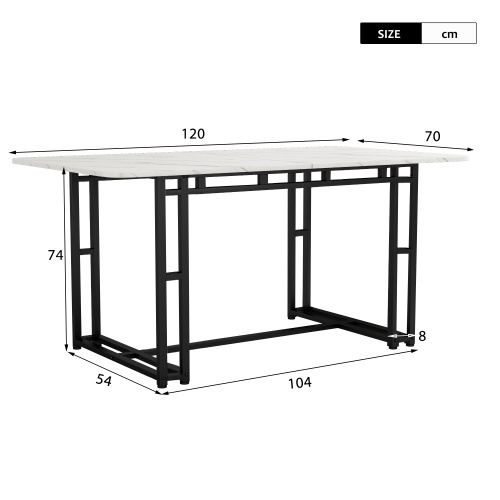 Metal Frame Rectangular Dining Table - Image 8