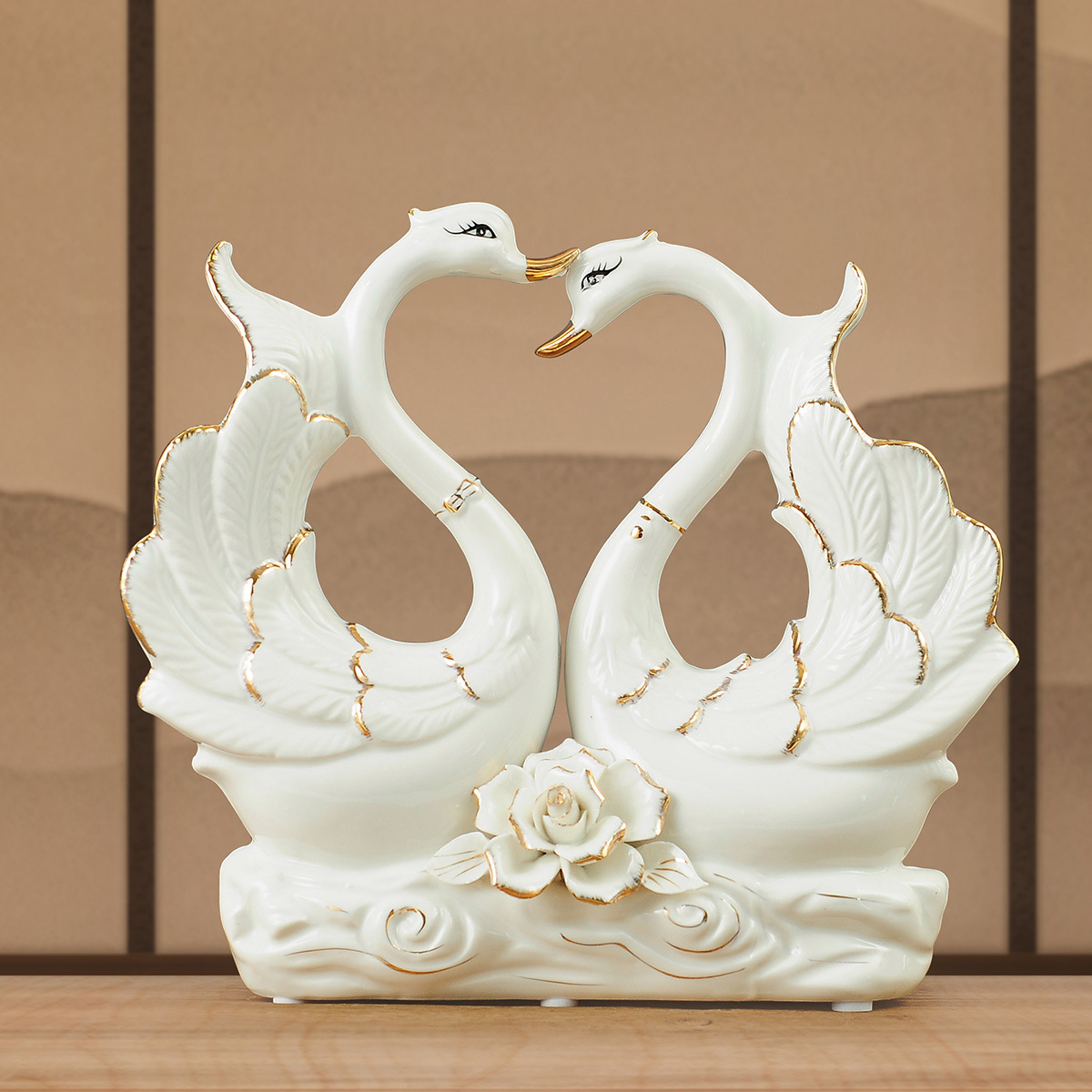 Ceramic Swan Home Ornaments