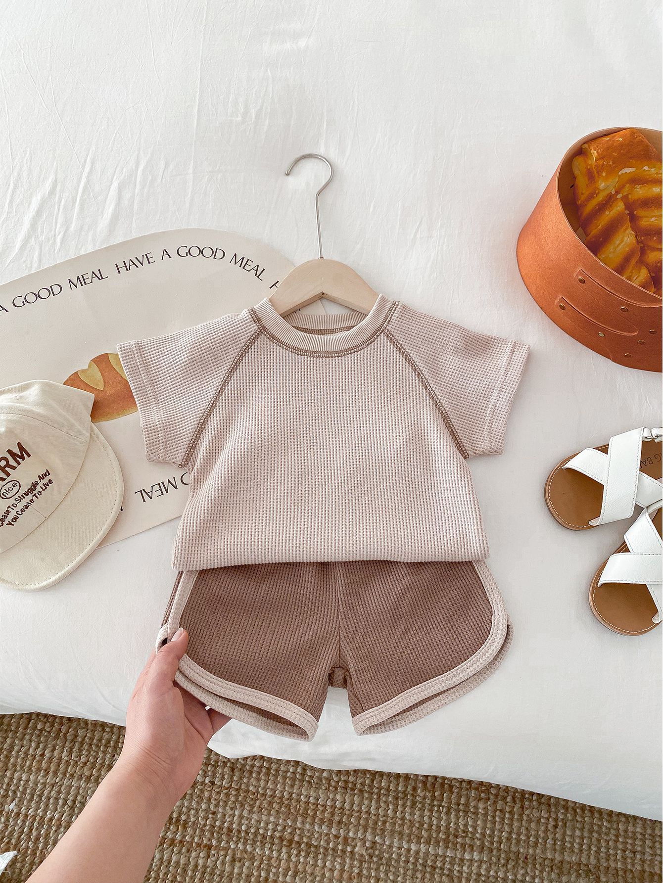 Unisex Baby Short Sleeve Waffle Kit - Image 6