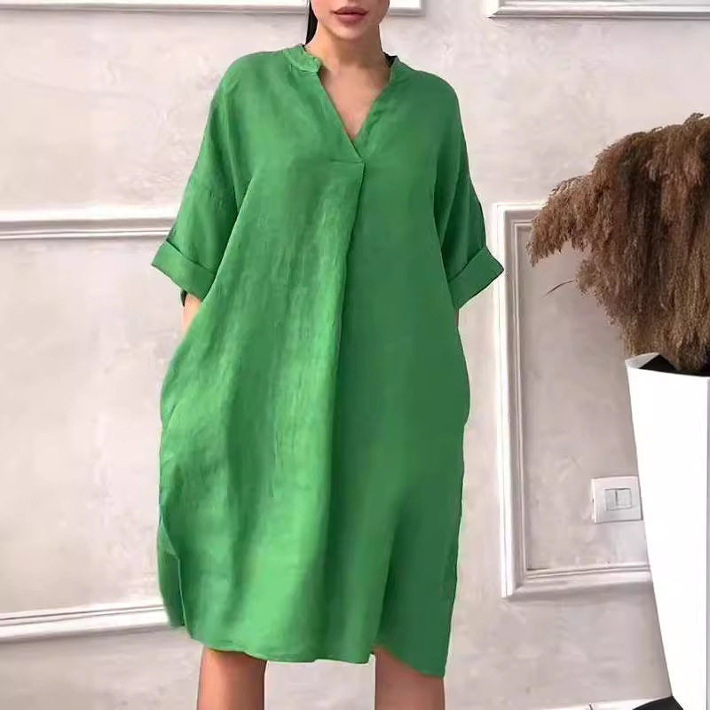V-neck Loose Plus Size Dress - Image 3