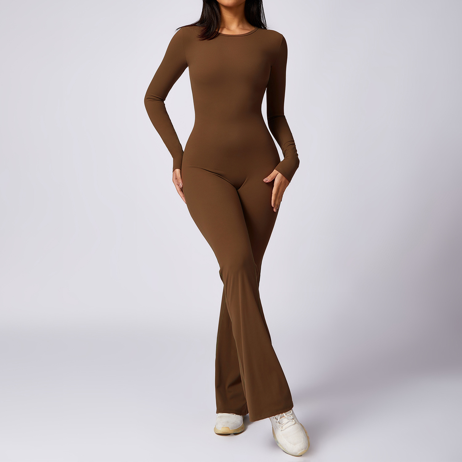 Long Sleeve Leisure Horn Yoga Jumpsuit - Image 4