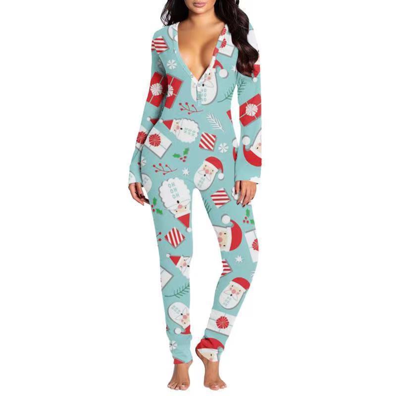 Printed Button Tight Jumpsuit For Women - Image 9