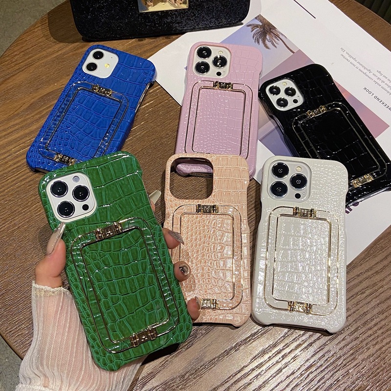 Leather Metal Square Buckle Bracket Phone Case
