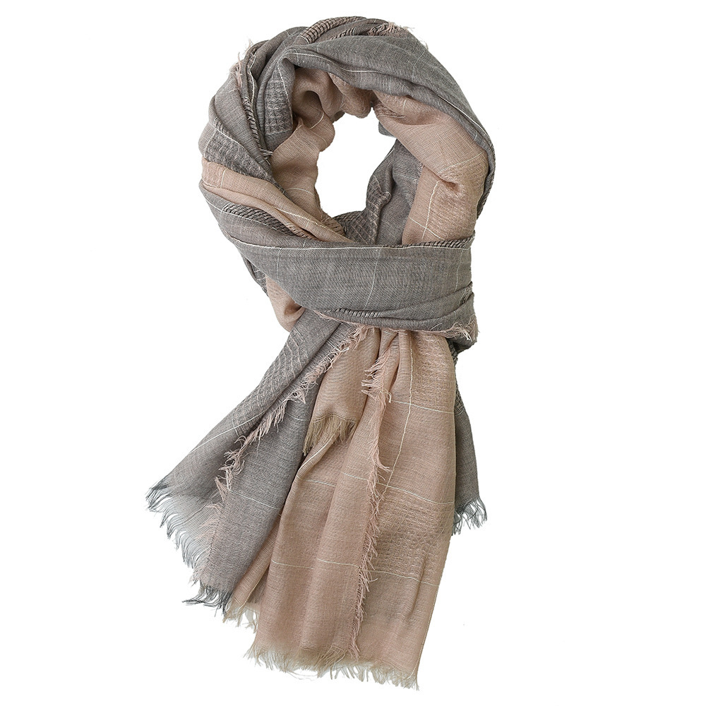 Patchwork Plaid Tassel Scarf - Image 5