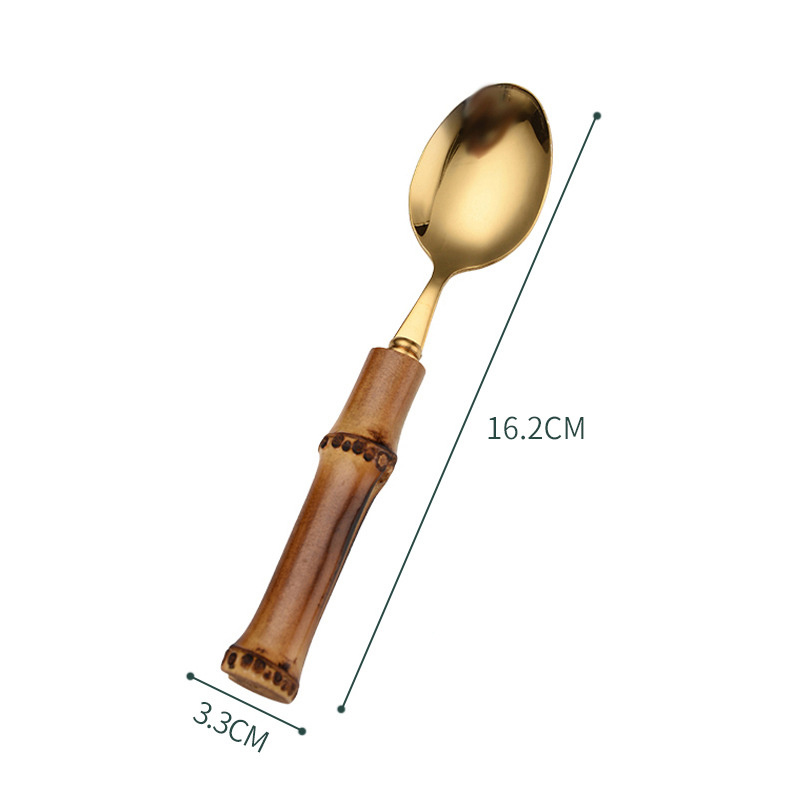 Stainless Steel Bamboo Handle Cutlery Set - Image 5
