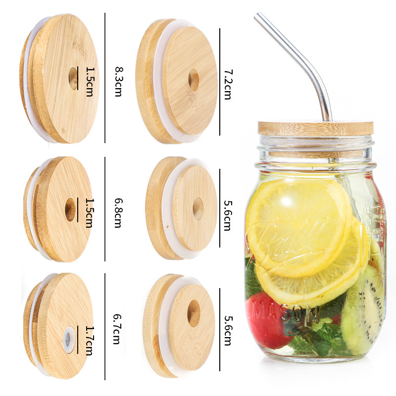 Hole Glass Bottle Mason With Straw - Image 4