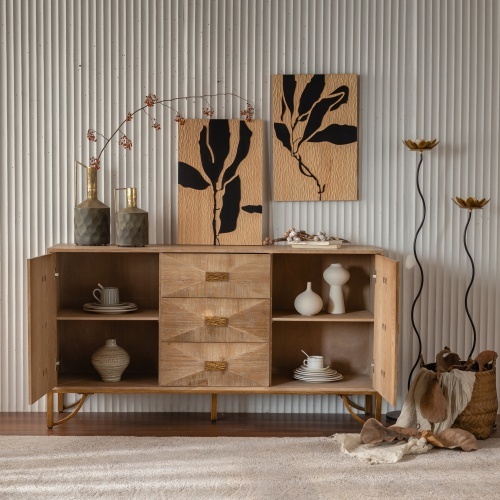 Light Wood 9 Drawers Modern Dressers For Living Room - Image 4