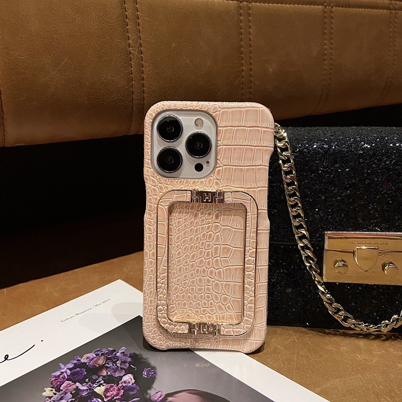 Leather Metal Square Buckle Bracket Phone Case - Image 4