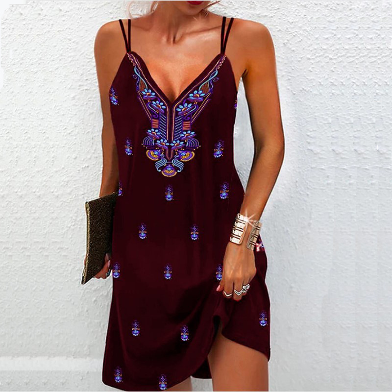 Women's Summer Boho V Neck Dress - Image 3