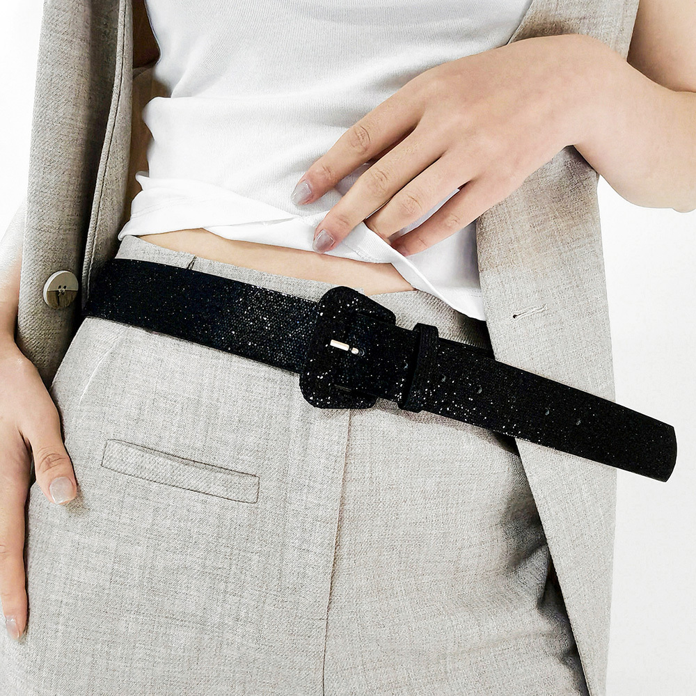 Embellished Vintage Plaid Sequin Belt