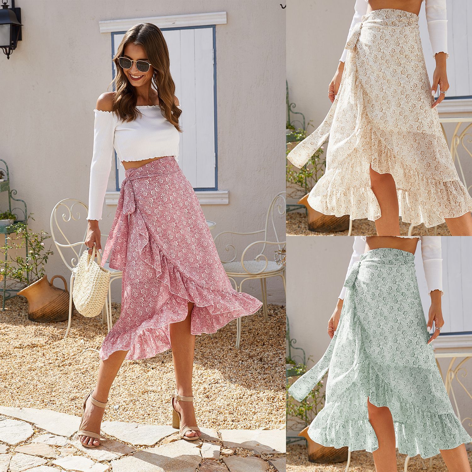 Long Black Knotted Woman Skirts