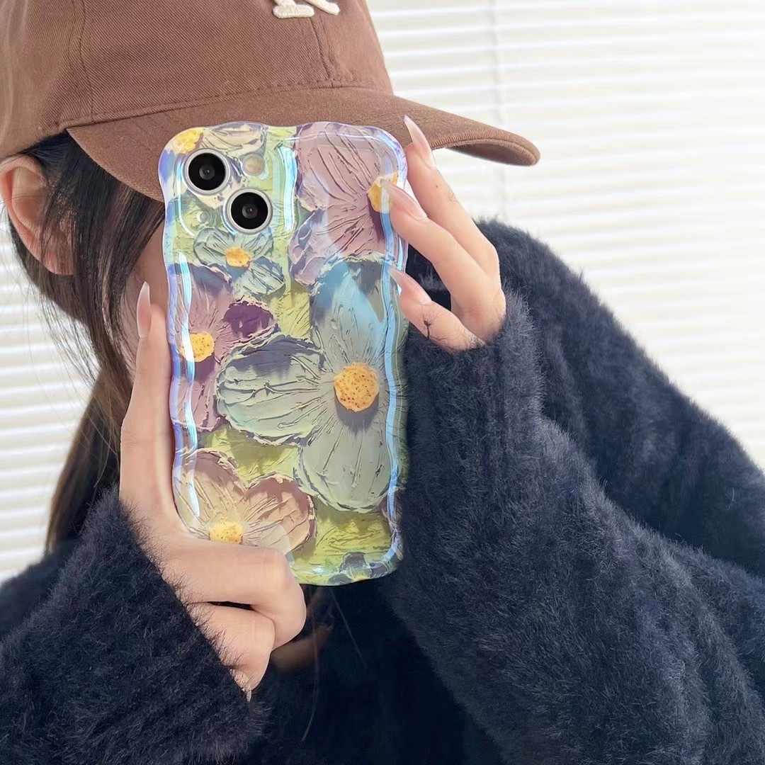 Retro Oil Painting Blu-ray Flowers Phone Case