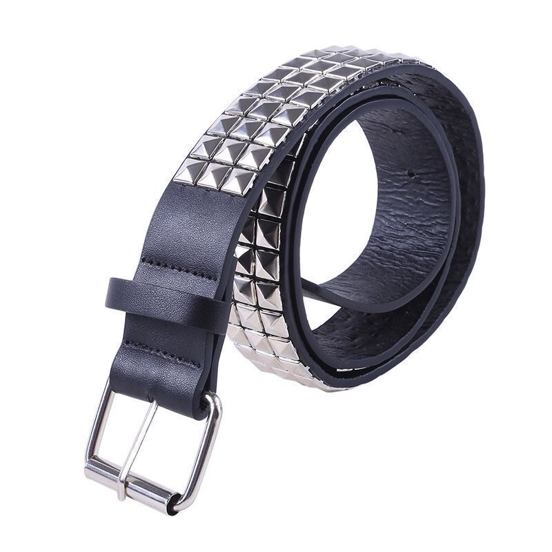 Hollow-out Rivets PU Square Buckle Metallic Belt - Image 10