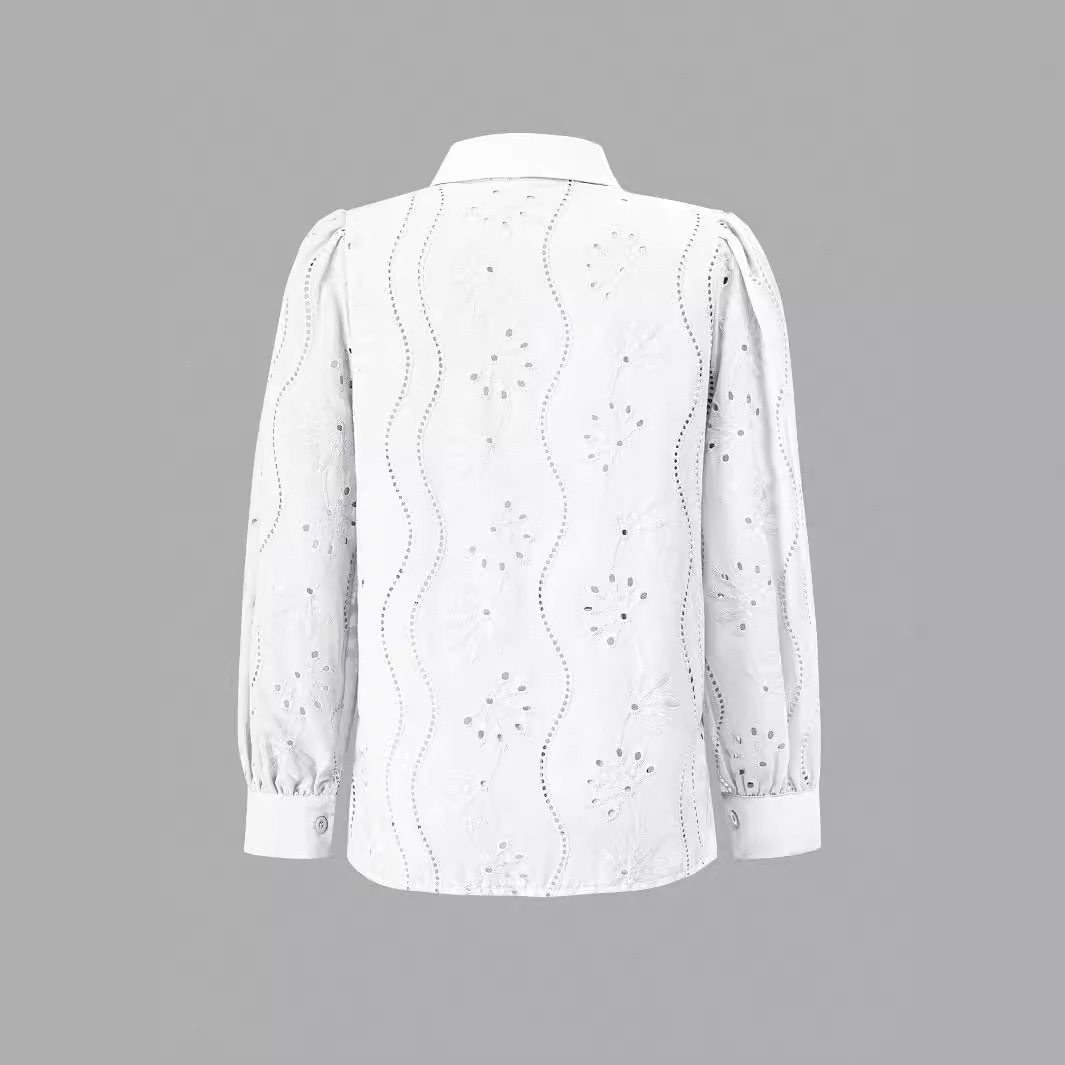Embroidered Long-sleeved Lapel Shirt - Image 10