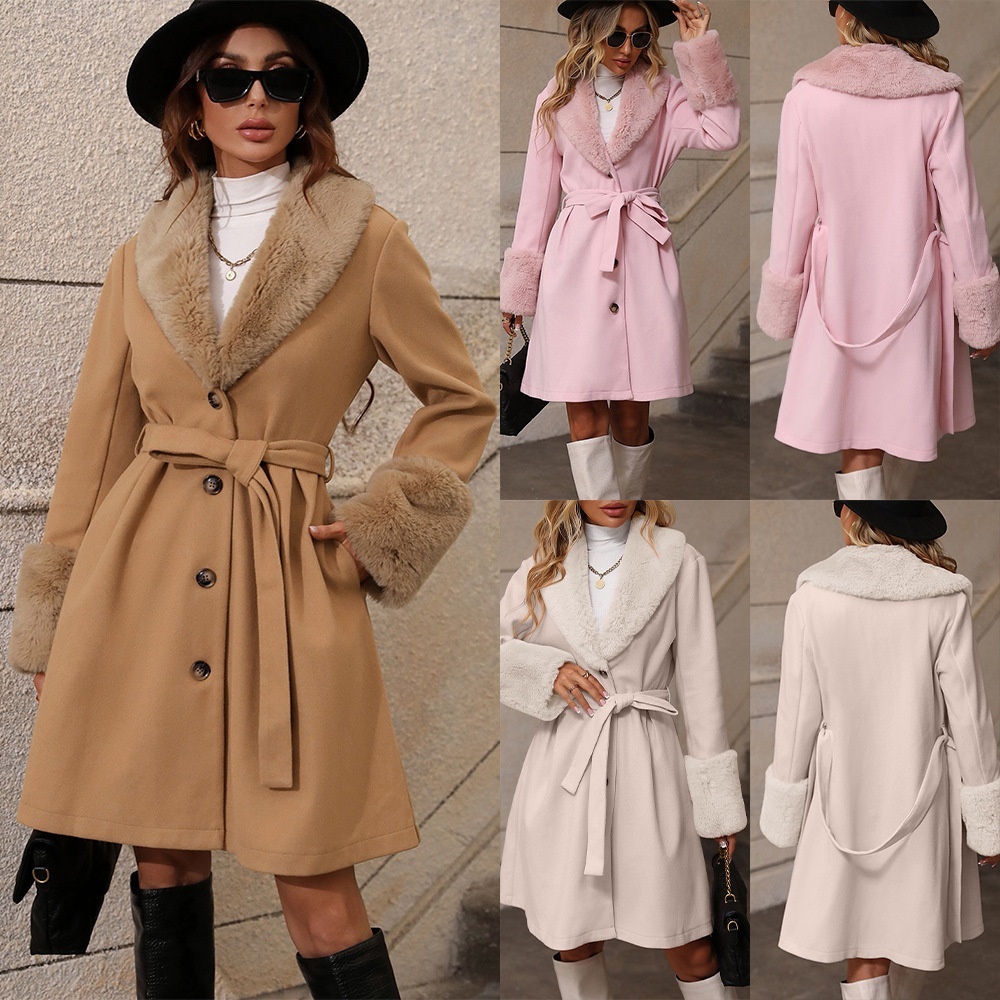 Lapel Cardigan Single-breasted Strap Trench Coat