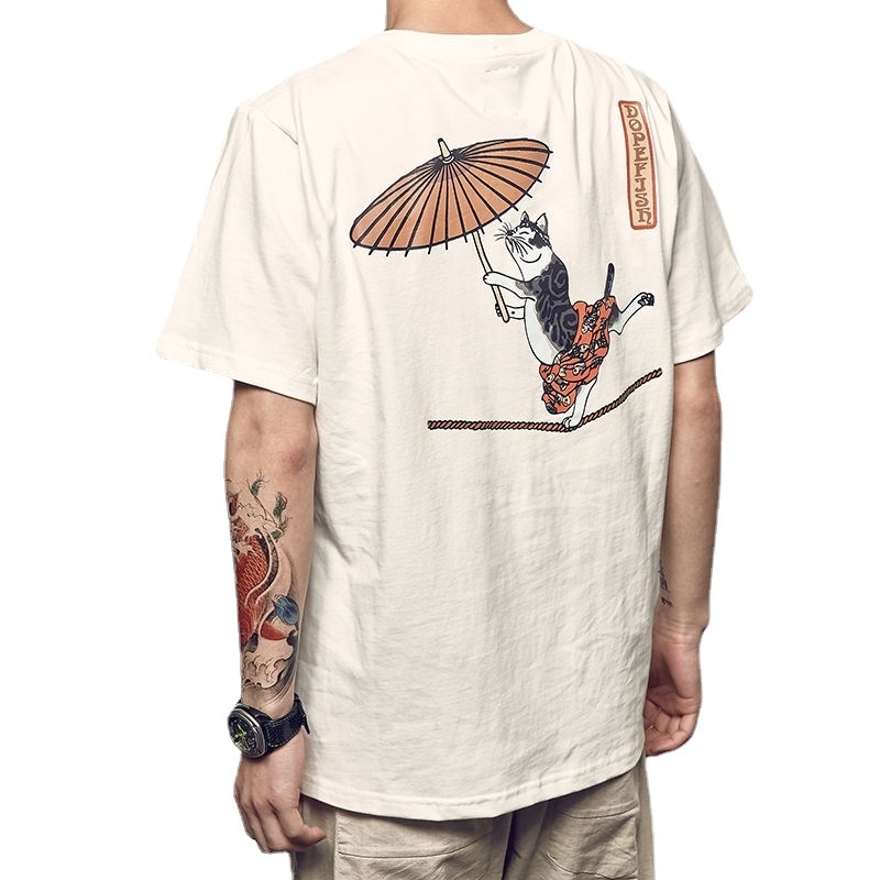 Fashion Acrobatics Cat Printing T-Shirt - Image 10