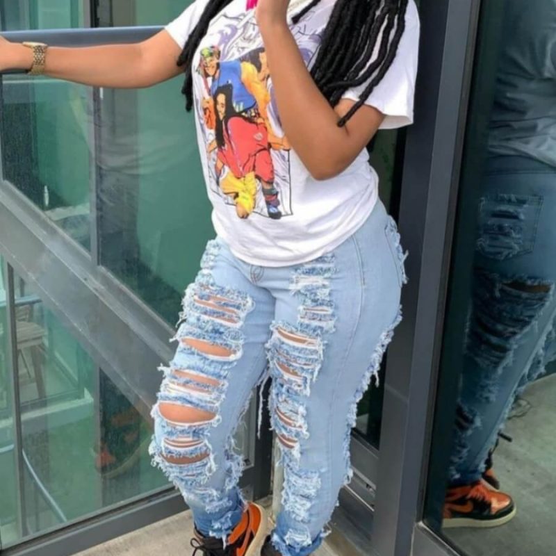 Fashion Trend Ripped Stretch Jeans