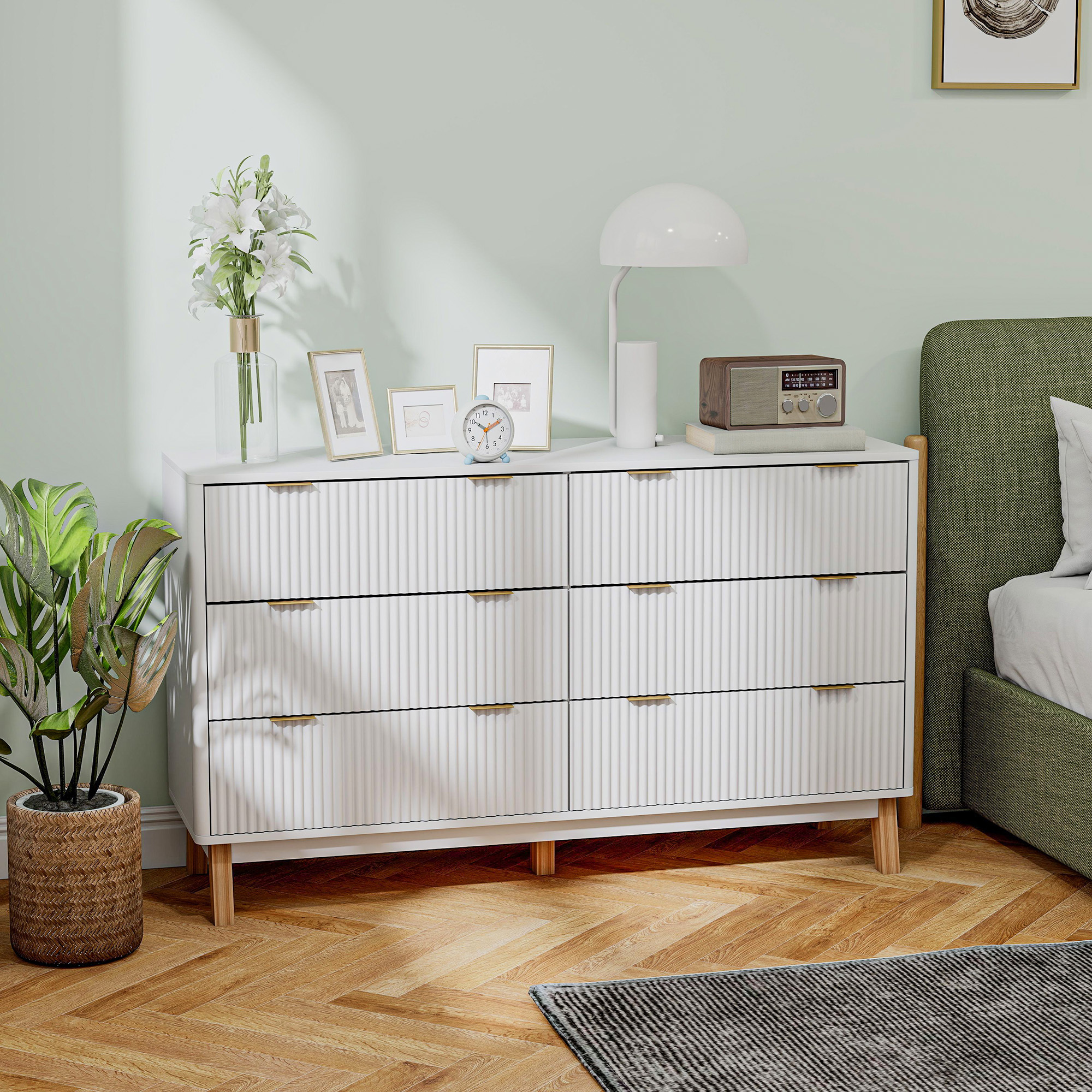 6 Drawer Double Dresser for Bedroom - Image 7