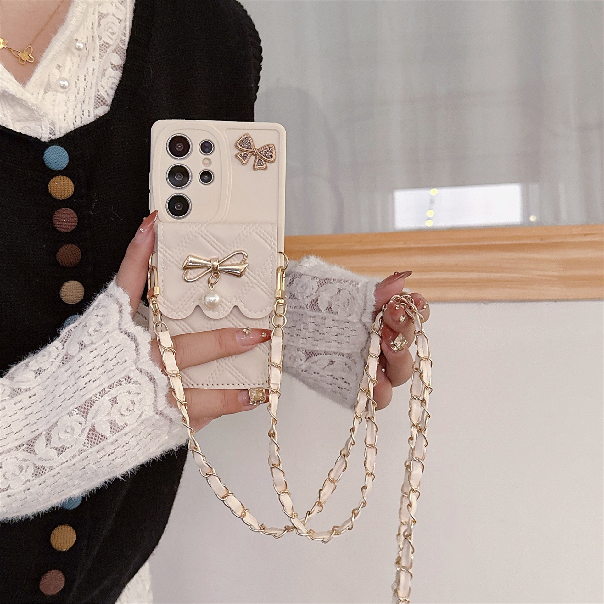 Pearl Butterfly Rhombus Card Phone Case