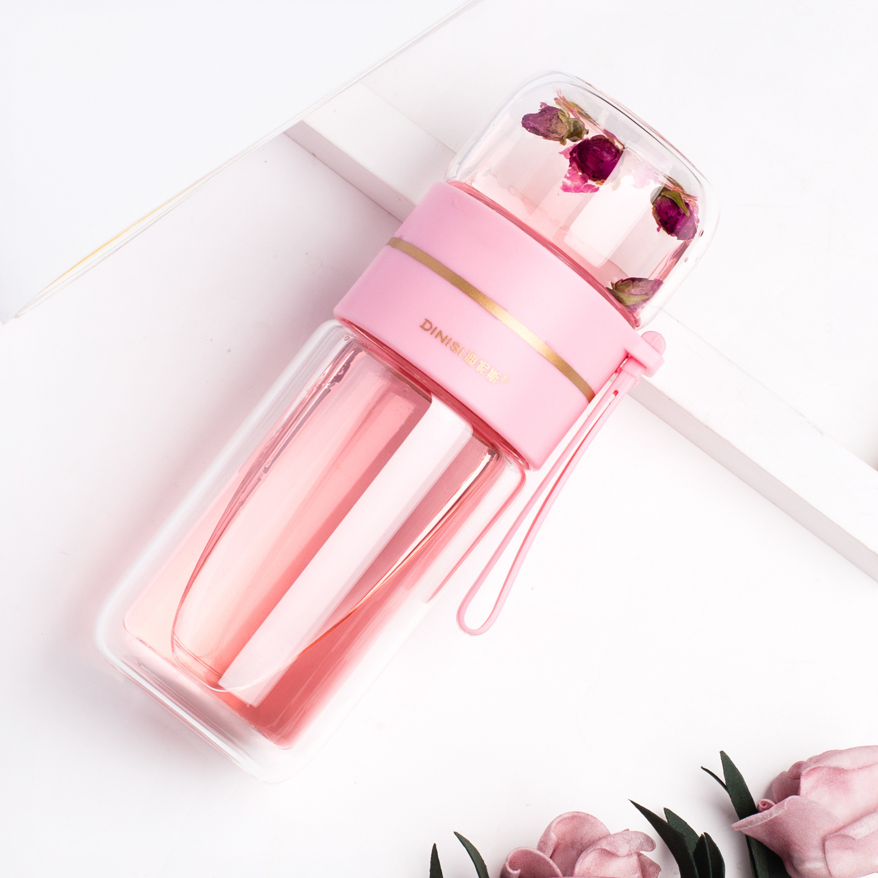 Leakproof Glass Water Bottle with Tea Infuser Filter - Image 3