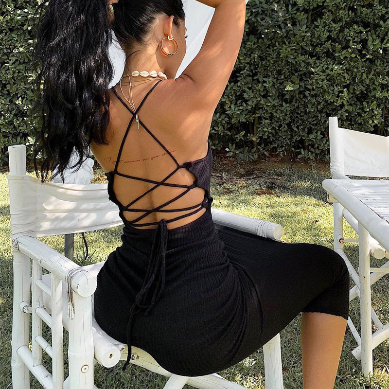 Autumn Sexy Halter Back Strap Dress - Image 4