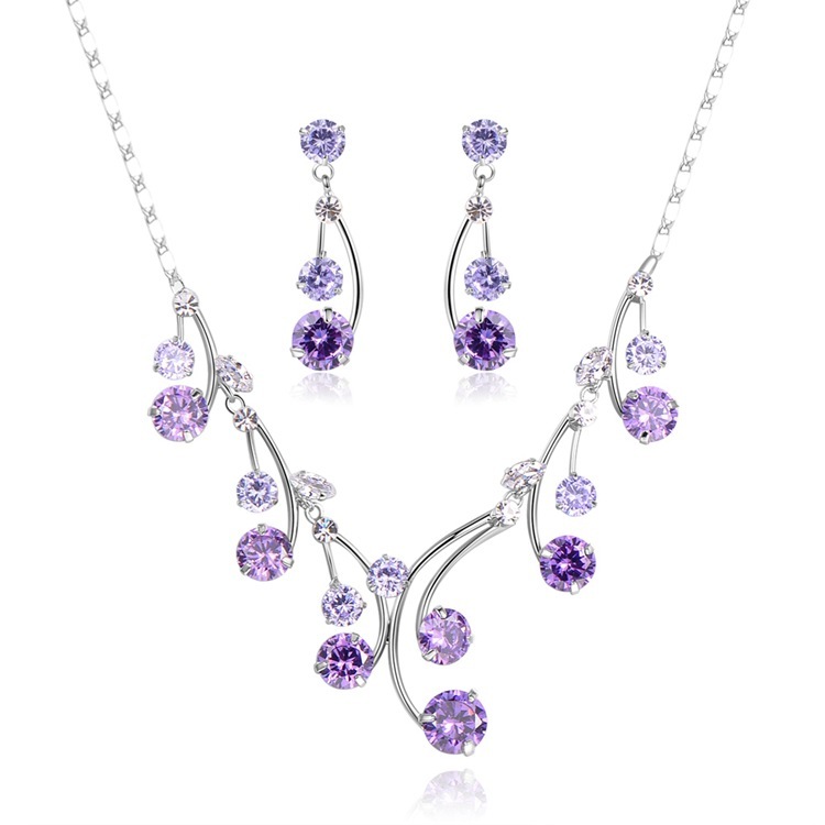 Purple Rhinestone Diamond Jewelry Set - Image 2