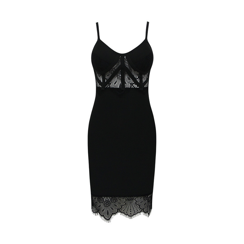 Lace Openwork Party Bandage Dress Women - Image 6