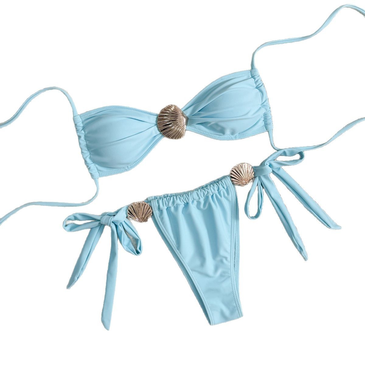 Metal Shell High Waist Lace-up Swimsuit - Image 6
