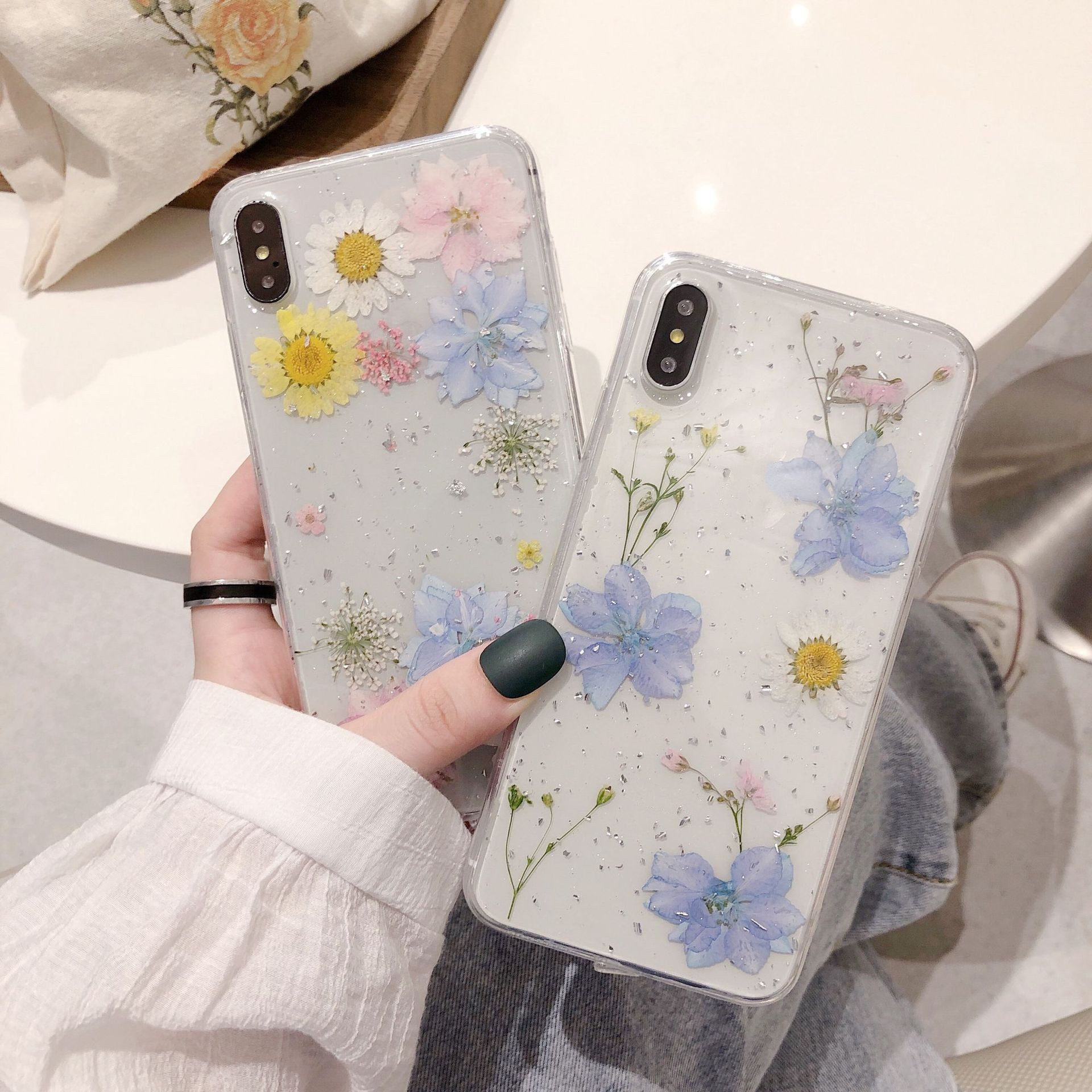 Real Dry Pressed Glitter Flower Phone Case - Image 4