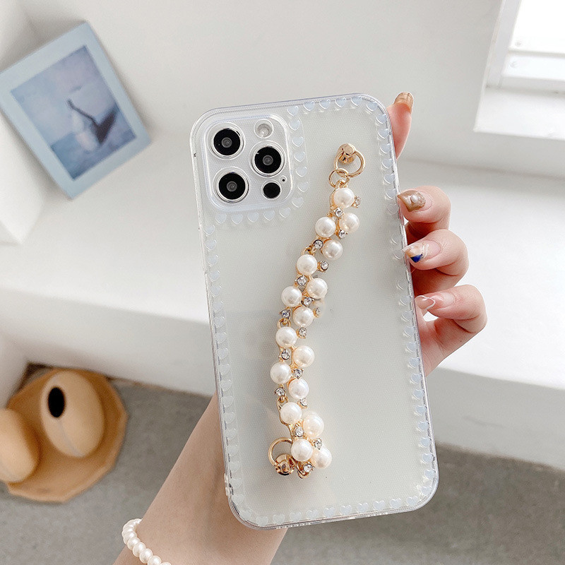 Soft Pearl Wrist Strap Phone Case