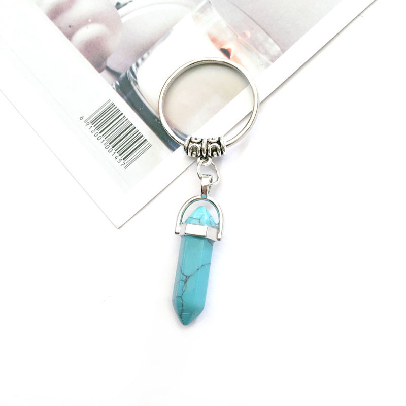 Natural Stone Hexagonal Column Alloy Keychain - Image 6
