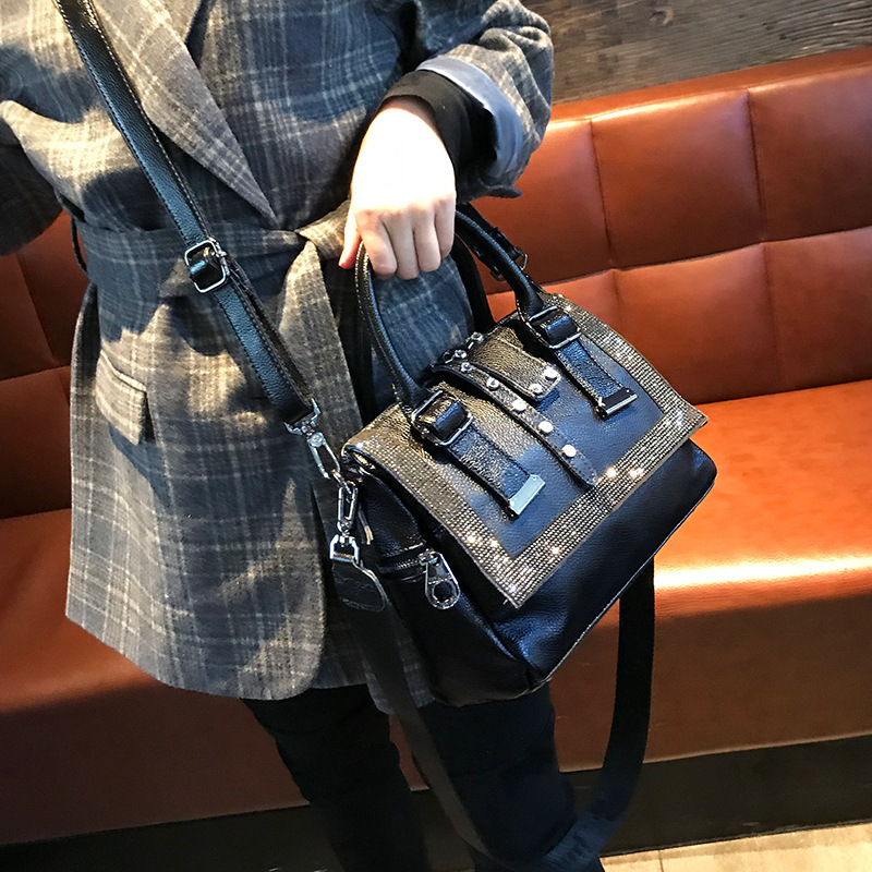Rhinestone Soft Leather Handbag - Image 2