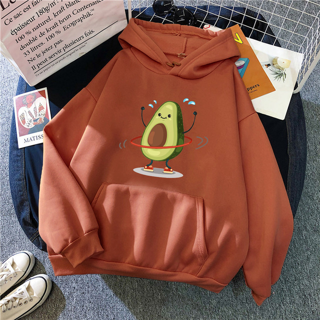 Cartoon Avocado Print Hoodie
