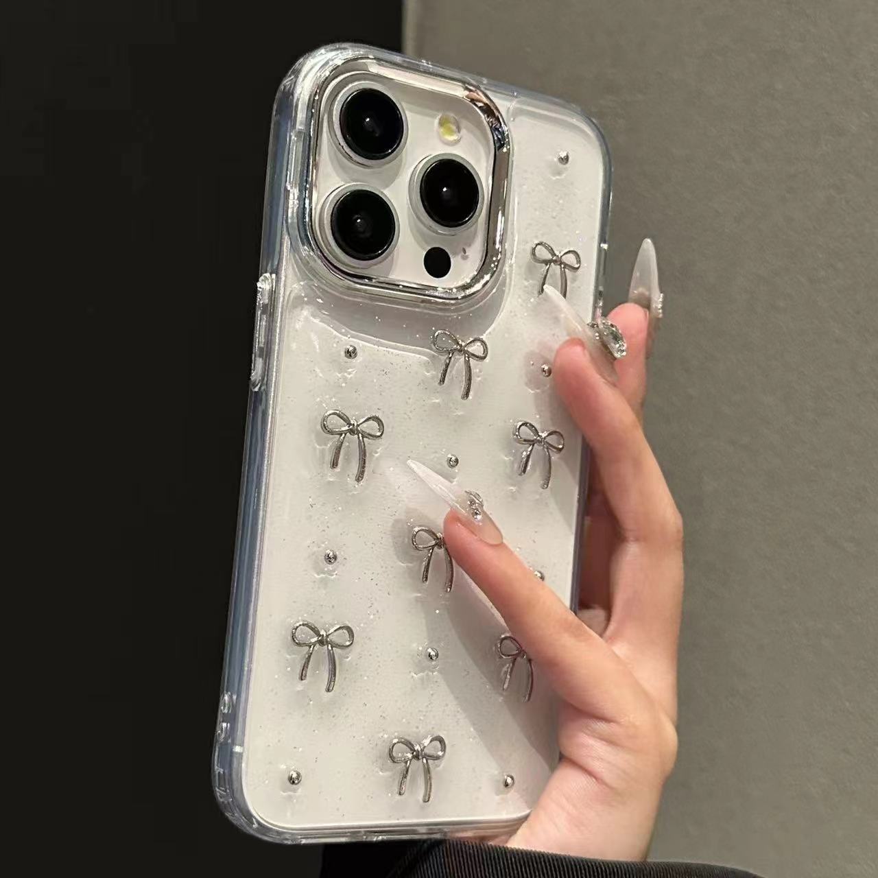 Epoxy Pearl Bow Phone Case