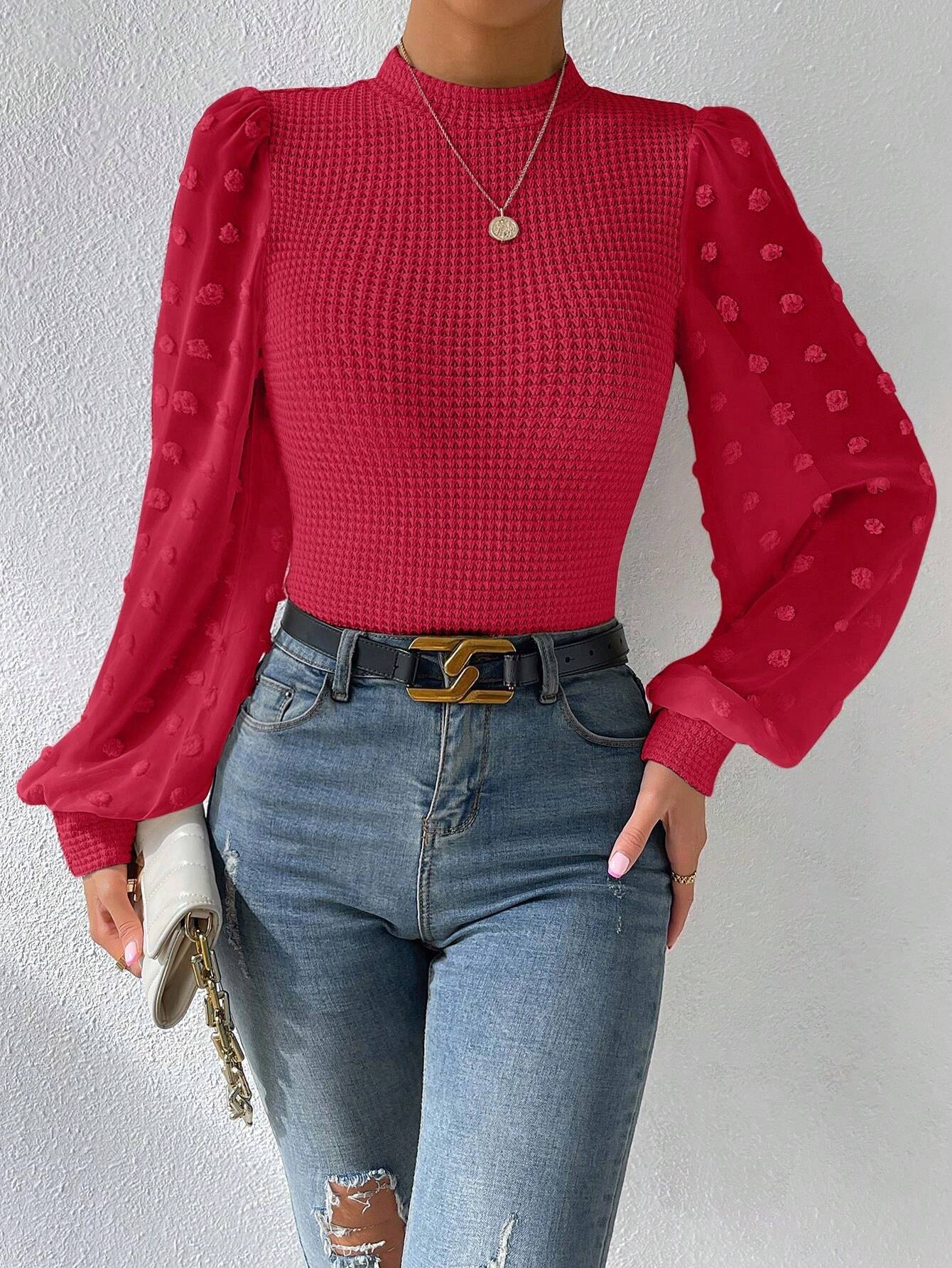 Knitwear Round Neck Stitching Long Sleeve - Image 8