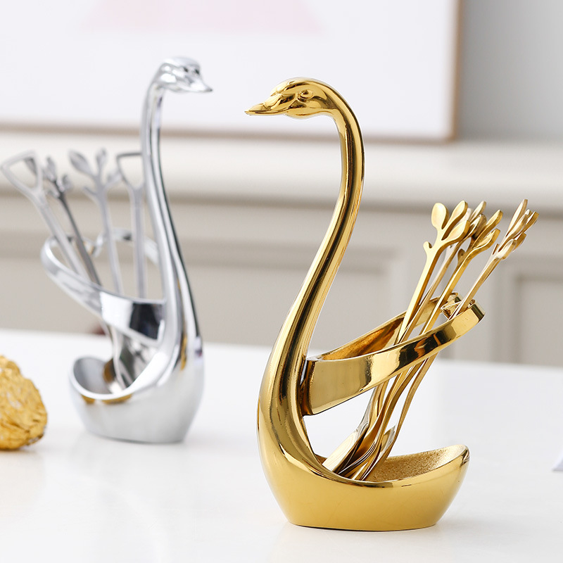 Fashion Nordic Swan Shaped Leaf Cutlery Set