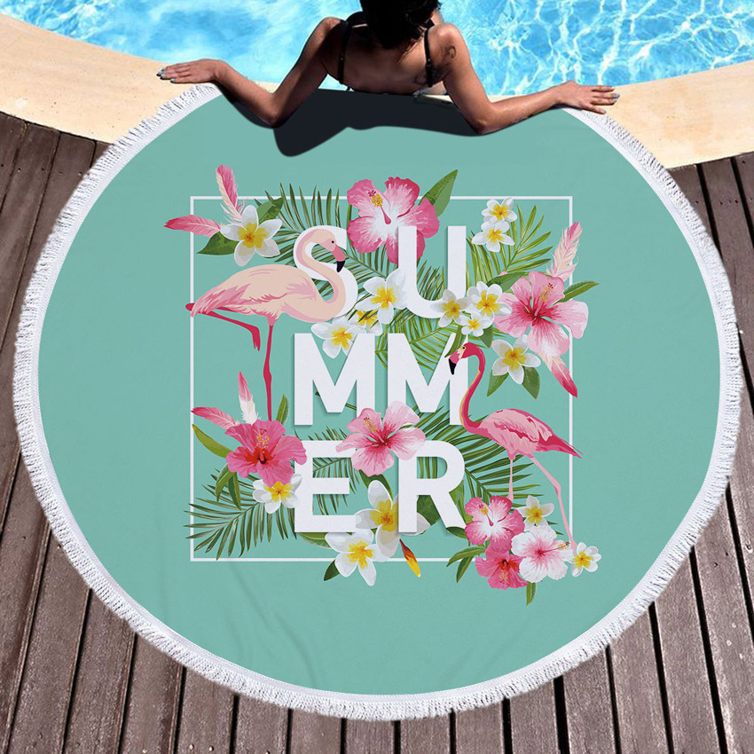 Flamingo Round Beach Towel