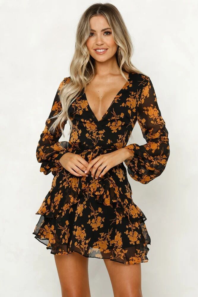 Flower Print Long Sleeve Dress