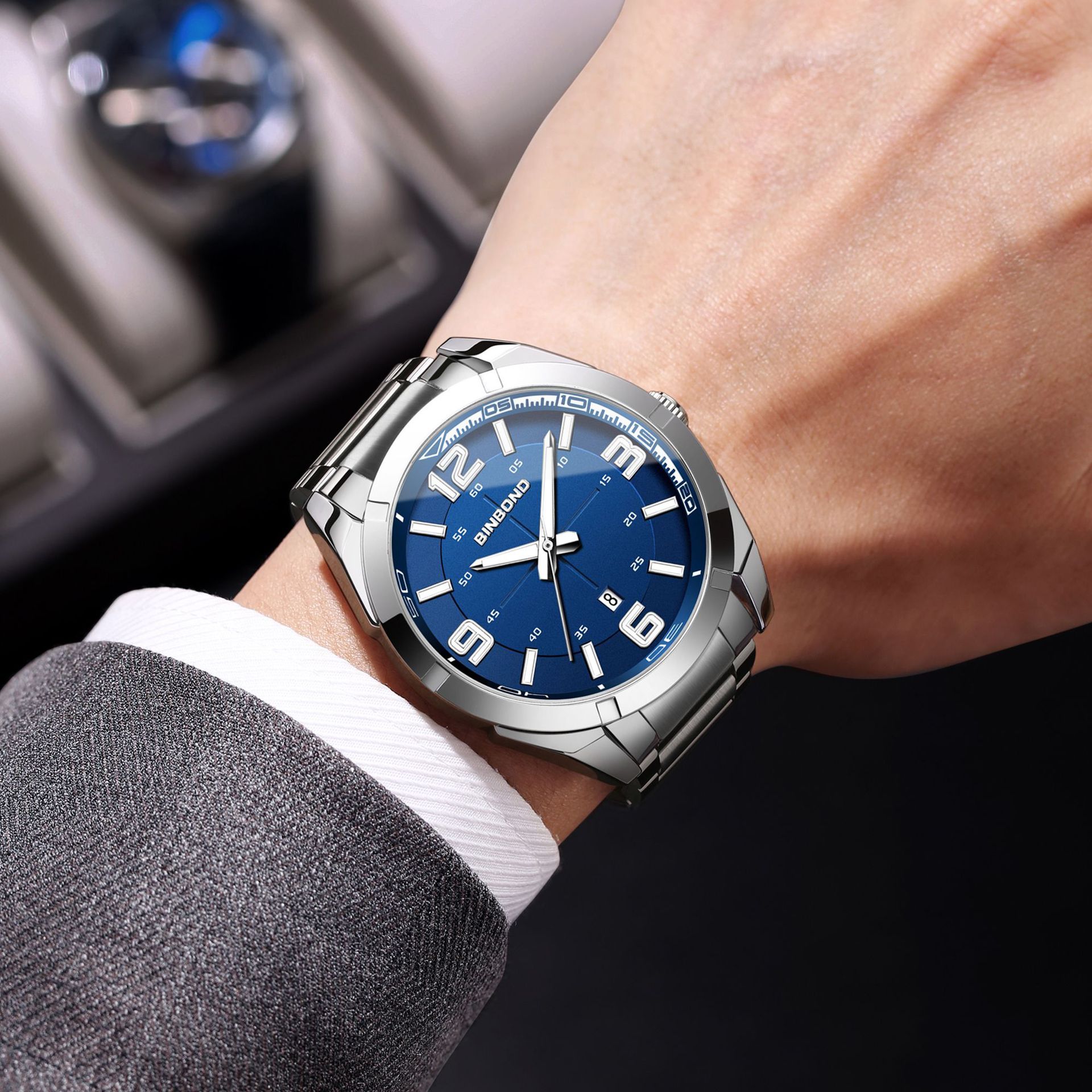 Large Digital Steel Belt Men's Watch