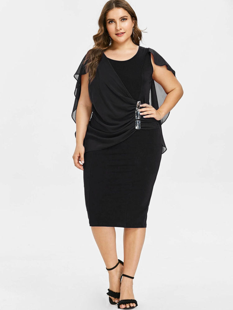 Round Neck Short Sleeve Plus Size Dress