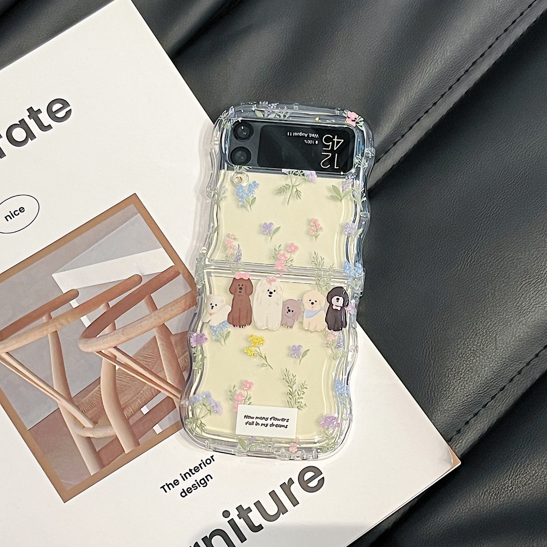 Floral Puppy Folding Phone Case - Image 4