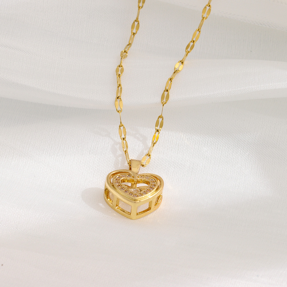 Double-layer Love Necklace With Rhinestones - Image 6