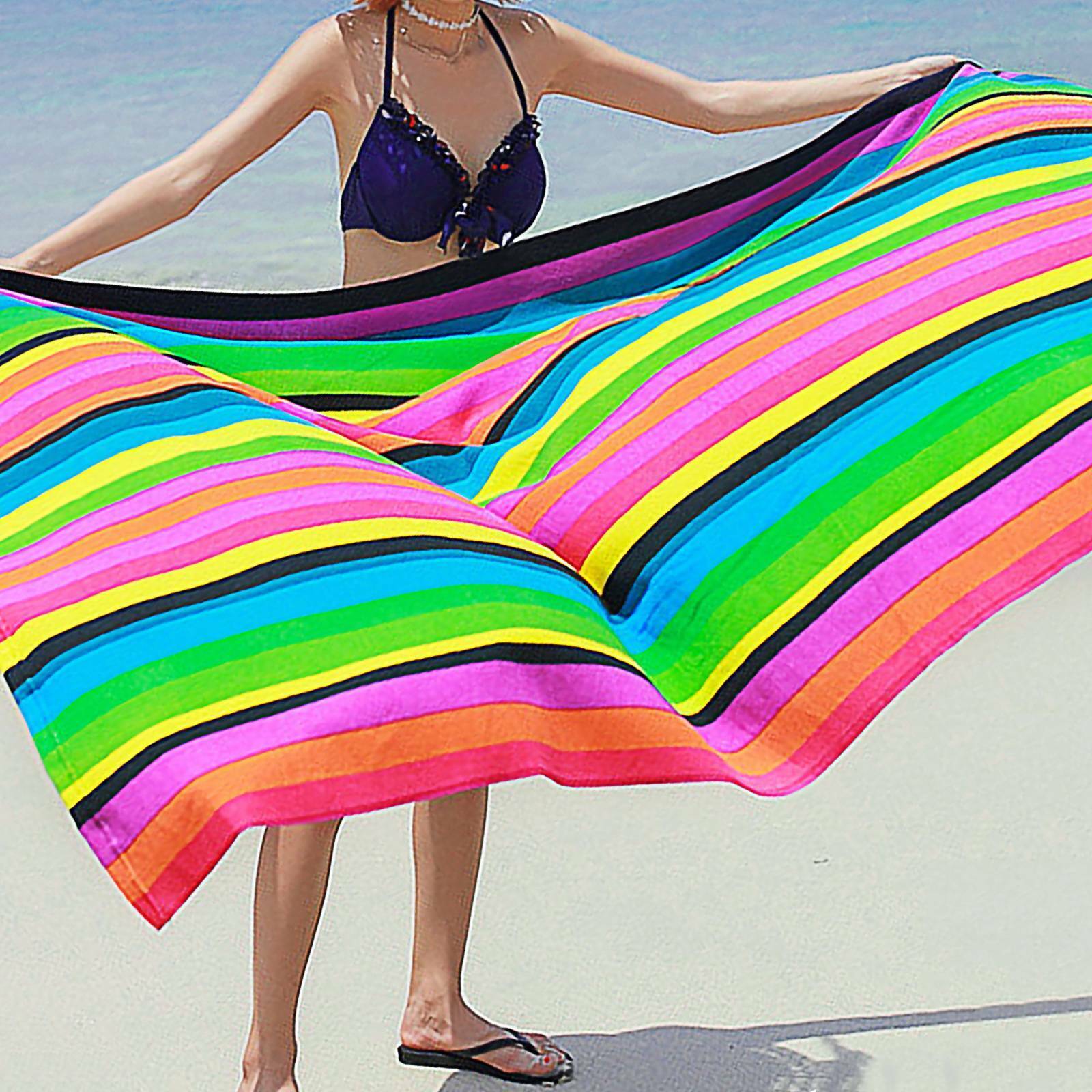 Striped Extra Large Microfibre Lightweight Beach Towel