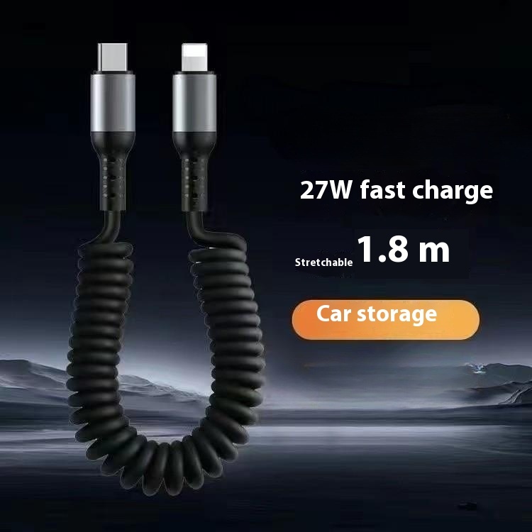 Spring Retractable Storage Phone Charging Cable - Image 4