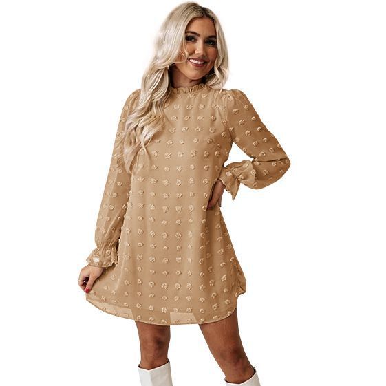 Long-sleeved Bubble Lace Collar Dress Women - Image 4