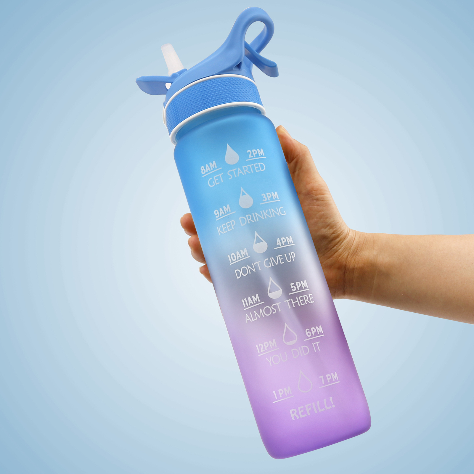 Straw Space Cup Sports Water Bottle - Image 2
